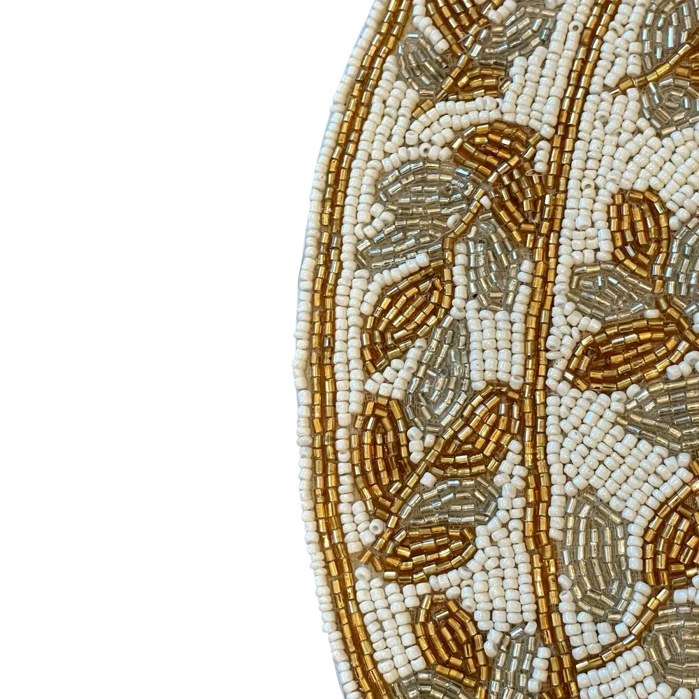 TAHARI Beaded PUMPKIN Placemat 15in Multicolor Fall Thanksgiving Kitchen New